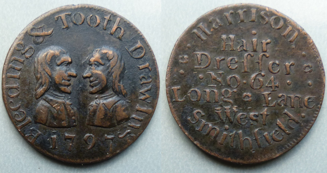 Harrison's 1797 farthing, dentist & hairdresser